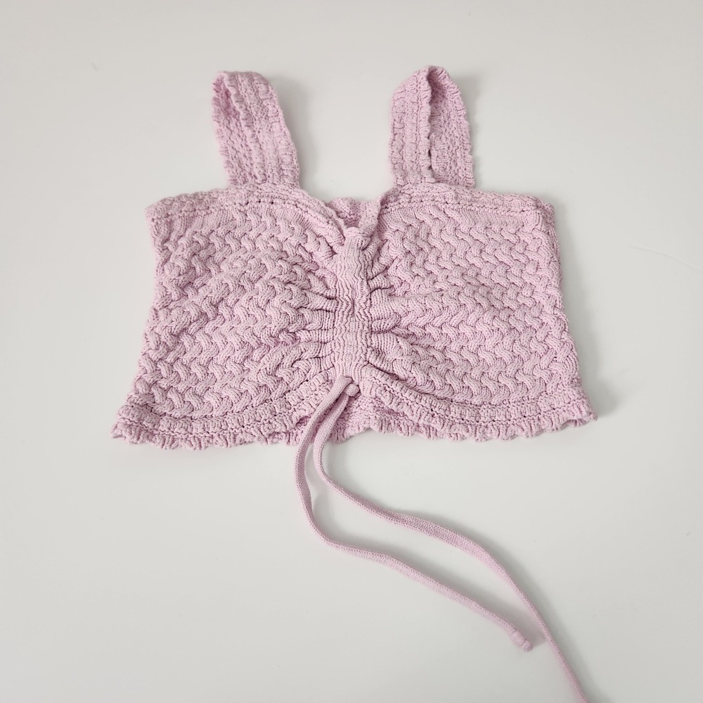 Hollister‎ Lilac Cable Knit Smocked Front Tie Cami Tank Top Women Size S